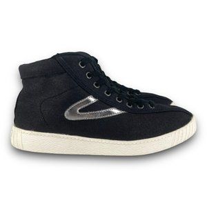 Tretorn NyLite Hi Canvas Sneakers WTNYLITEHI Lace Up Black Silver Women 6